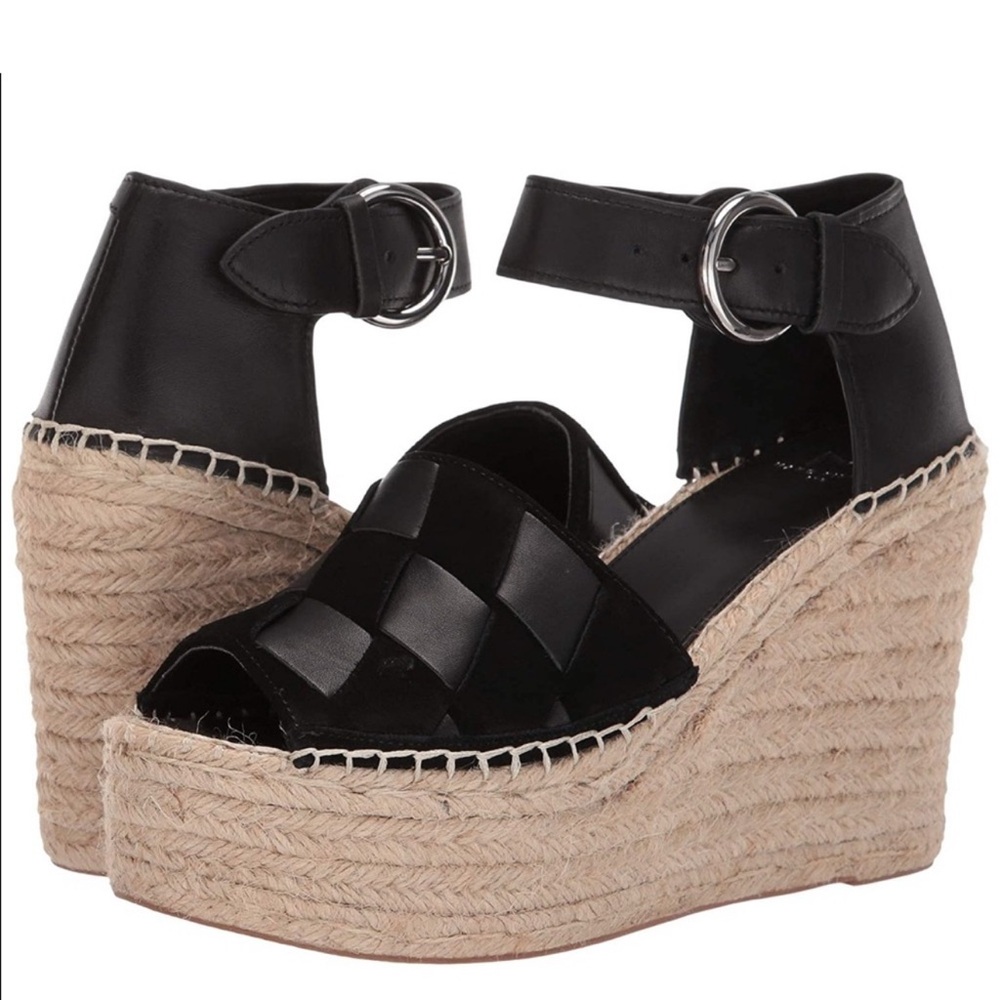 Marc Fisher Black Woven Leather Espadrille Sandals size 9.5